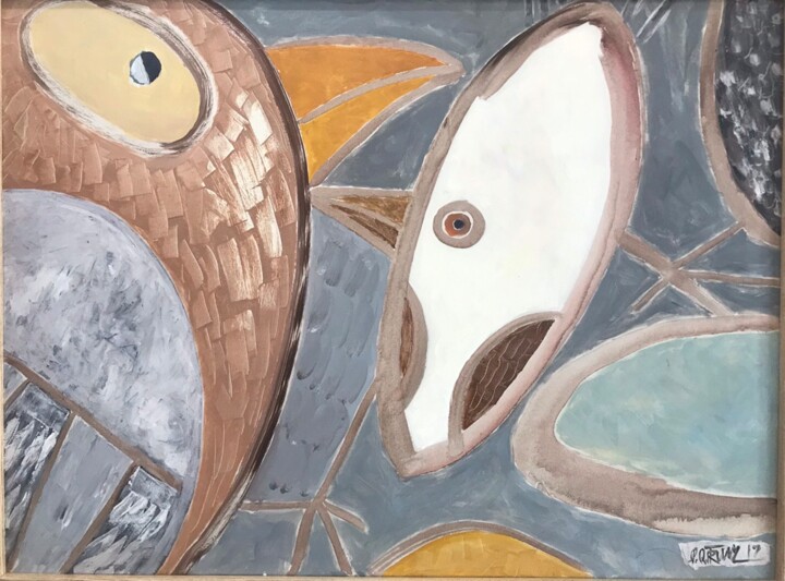 Peinture intitulée "Chicken Family" par Vinart Gallery, Œuvre d'art originale, Huile