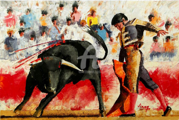 Schilderij getiteld "matador.jpg" door Vinay Babar, Origineel Kunstwerk, Olie