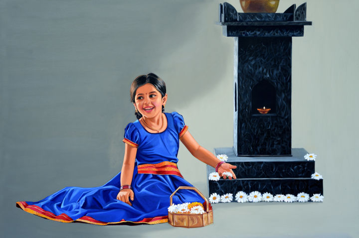 Painting titled "Anandita" by Vinayak Takalkar, Original Artwork, Oil