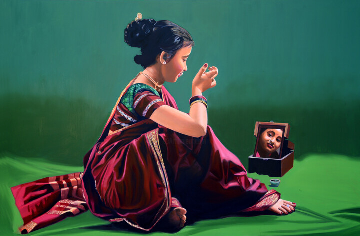 「Swayamprabha」というタイトルの絵画 Vinayak Takalkarによって, オリジナルのアートワーク, オイル