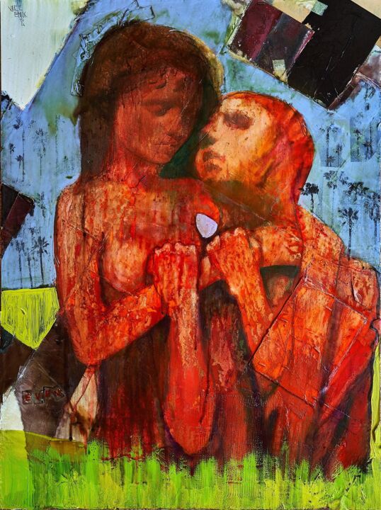 Schilderij getiteld "EVE & ADAM N°7" door Vince Bank, Origineel Kunstwerk, Acryl