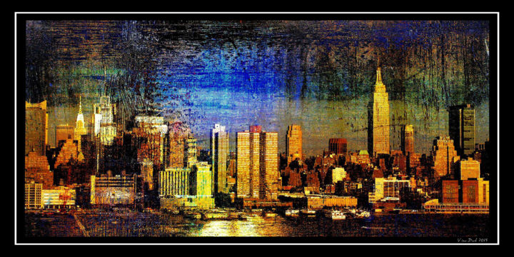 Digitale Kunst mit dem Titel "Manhattan II" von Vince Dark, Original-Kunstwerk, Digitale Malerei