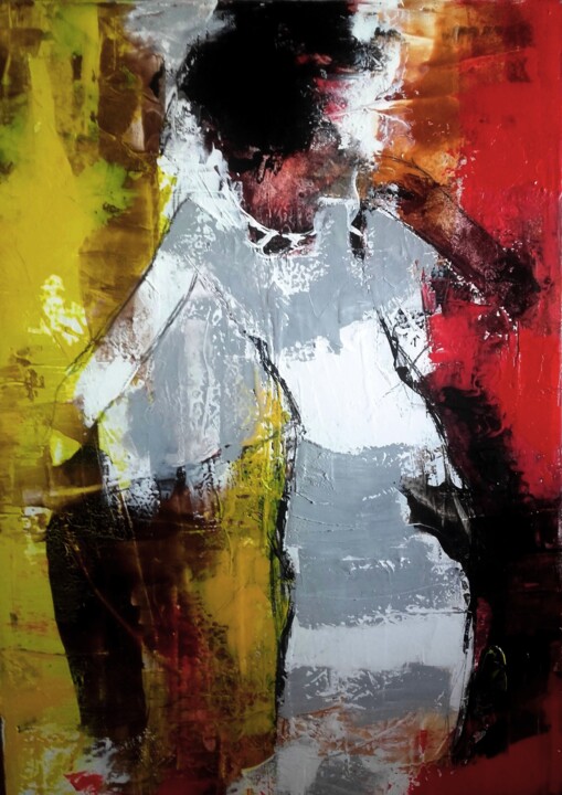 Peinture intitulée ""Mouvement chaloupé…" par Francis Vincensini, Œuvre d'art originale, Huile