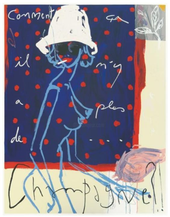 Incisioni, stampe intitolato "Champagne?" da Vincent Alran, Opera d'arte originale, Serigrafia