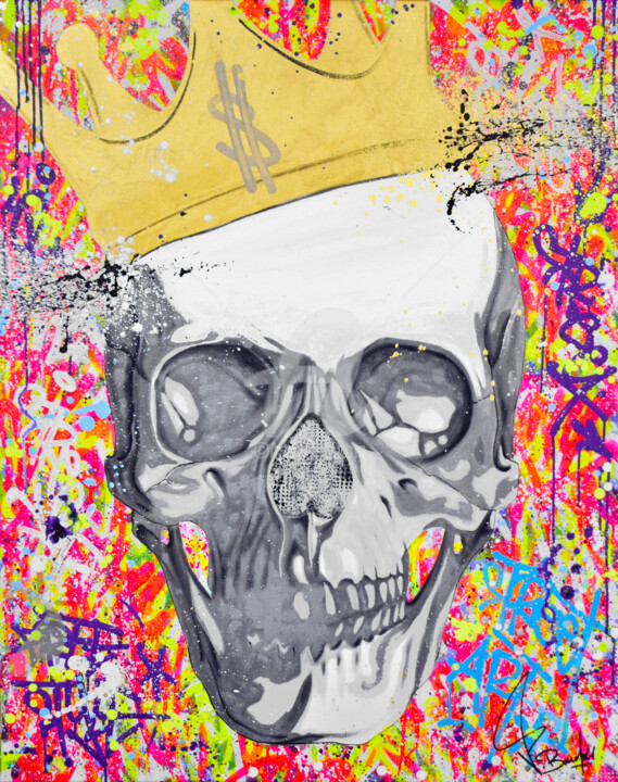 Peinture intitulée "SKULL POP" par Vincent Bardou, Œuvre d'art originale, Acrylique