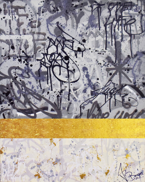 제목이 "STREET GOLD"인 미술작품 Vincent Bardou로, 원작, 아크릴 나무 들것 프레임에 장착됨