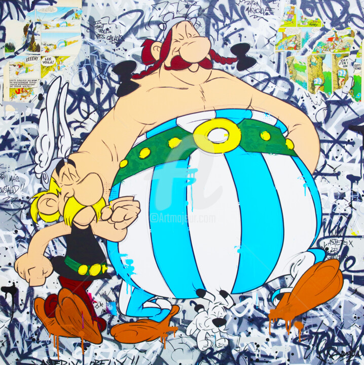 Pintura titulada "ASTERIX ET OBELIX" por Vincent Bardou, Obra de arte original, Acrílico Montado en Bastidor de camilla de m…