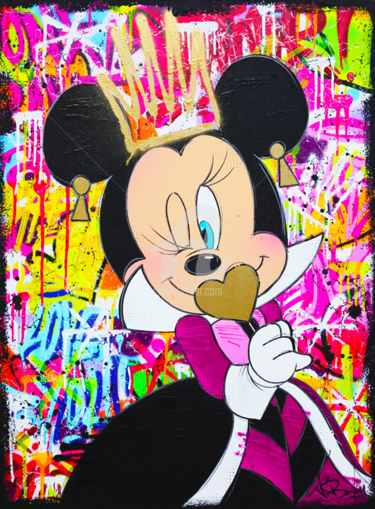 Painting titled "PRINCESS MINNIE MOU…" by Vincent Bardou, Original Artwork, Acrylic Mounted on Wood Stretcher frame