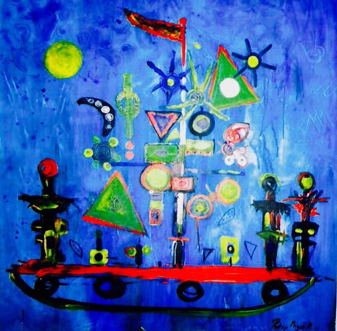 Painting titled "Barcaza." by Vincent Blümer, Original Art,