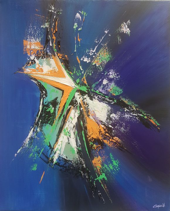 Painting titled "Exploding stella" by Capouv, Original Artwork, Acrylic