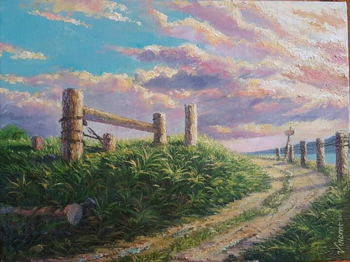 Painting titled "Path" by Vincent Cases, Original Artwork, Acrylic