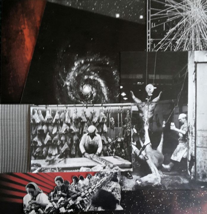 Collages titled "L'abattoir" by Vincent Demol, Original Artwork, Paper