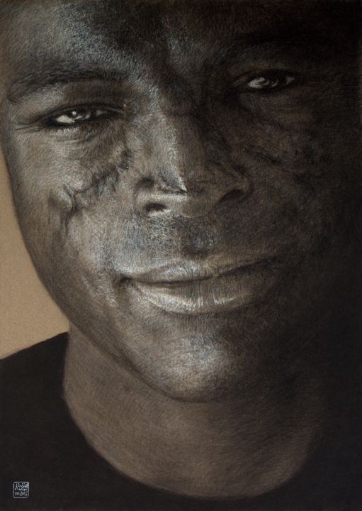 Drawing titled "Seal" by Vincent Haller, Original Artwork, Chalk
