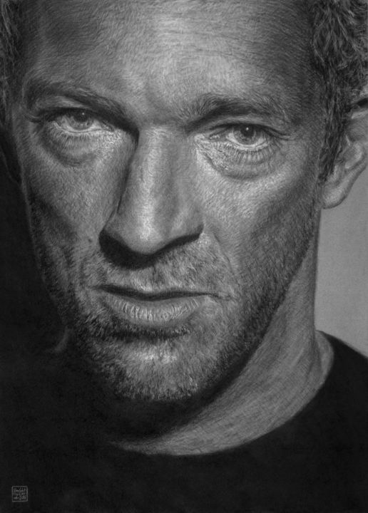 Drawing titled "Vincent Cassel" by Vincent Haller, Original Artwork, Chalk