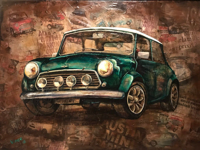 Painting titled "mini cooper" by Vincent Hénault, Original Artwork