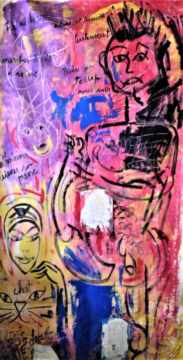 Pittura intitolato "Marcher à côté. de…" da Demonsigny, Opera d'arte originale, Acrilico