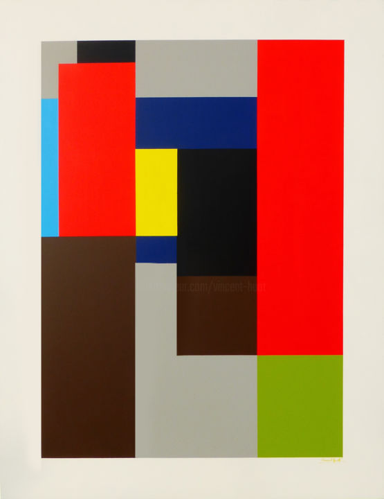 Painting titled "Composition abstrai…" by Vincent Huot, Original Artwork, Acrylic Mounted on Wood Stretcher frame