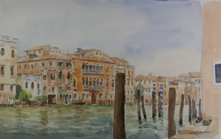 Malerei mit dem Titel "Venise - 09" von Vincent Monluc, Original-Kunstwerk, Aquarell