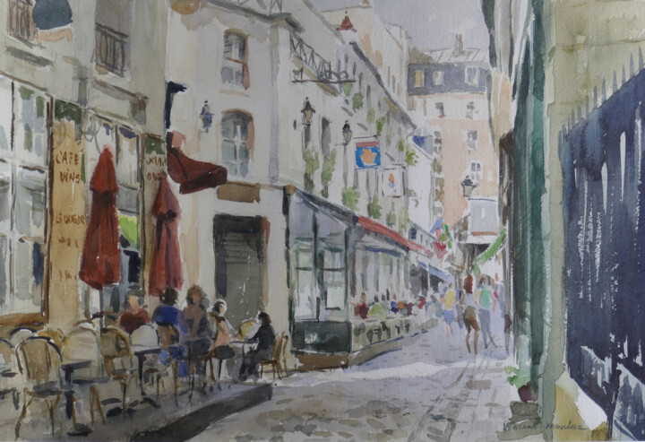 Malerei mit dem Titel "Paris St Germain de…" von Vincent Monluc, Original-Kunstwerk, Aquarell