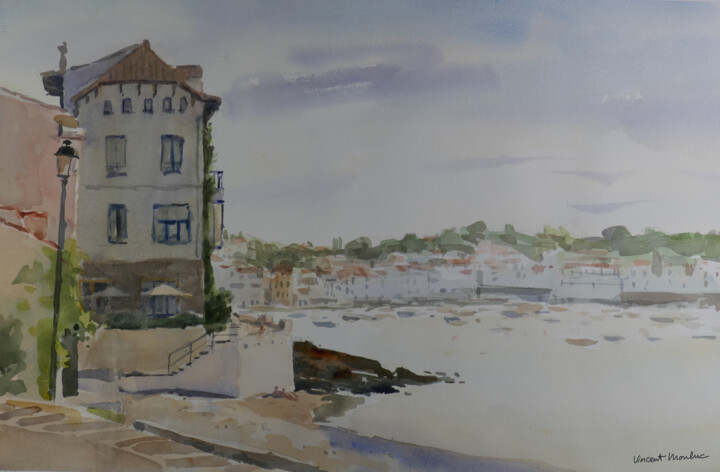 Peinture intitulée "Cadaques - Espagne…" par Vincent Monluc, Œuvre d'art originale, Aquarelle