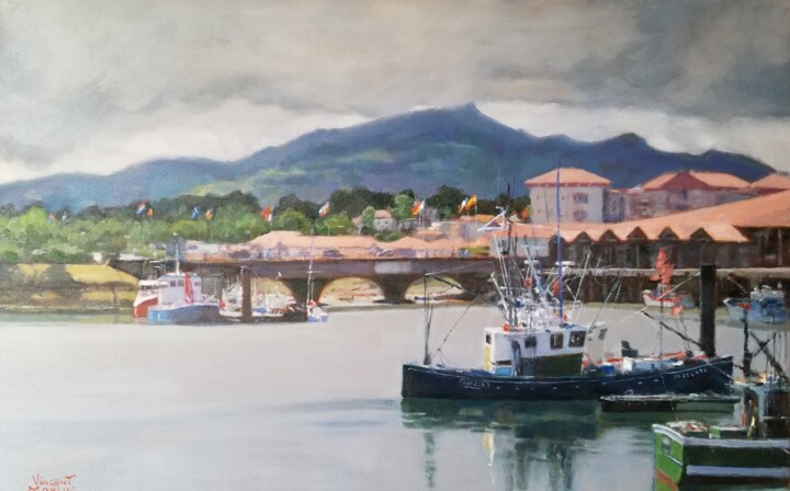 Peinture intitulée "Port de pêche de St…" par Vincent Monluc, Œuvre d'art originale, Huile