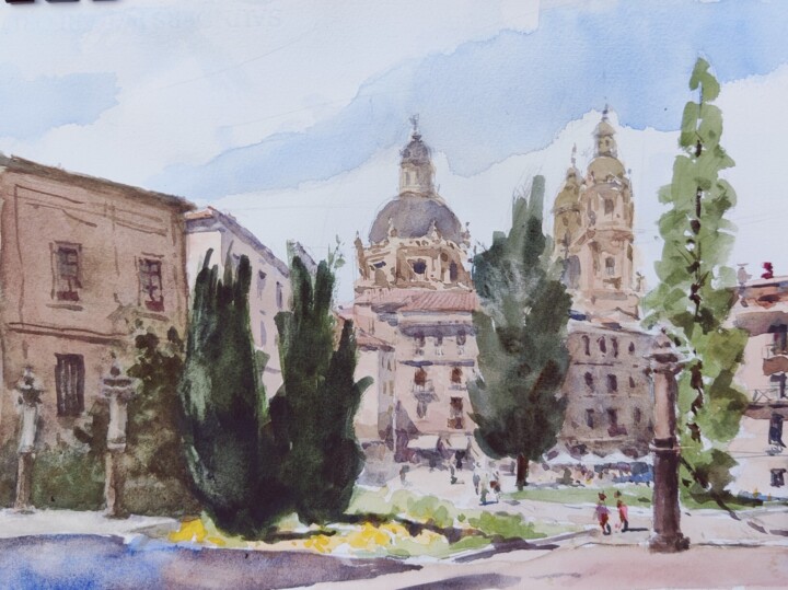 Картина под названием "Salamanca 08" - Vincent Monluc, Подлинное произведение искусства, Акварель