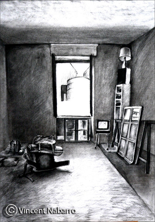 Dessin intitulée "La chambre" par Vincent Nabarro, Œuvre d'art originale