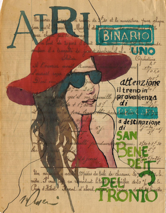 Peinture intitulée "Atri" par Vincent Pompetti, Œuvre d'art originale, Encre