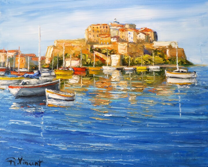 Painting titled "Calvi la citadelle…" by Vincent Rallo, Original Artwork, Oil