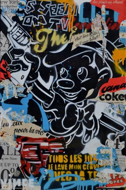 Картина под названием "Pinocchio sous coke" - Vincent Richeux, Подлинное произведение искусства, Масло