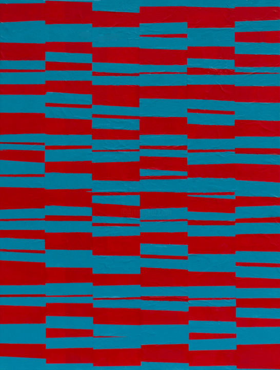 Peinture intitulée "Abstrait bleu/rouge" par Vincent Sébart, Œuvre d'art originale, Acrylique Monté sur Châssis en bois