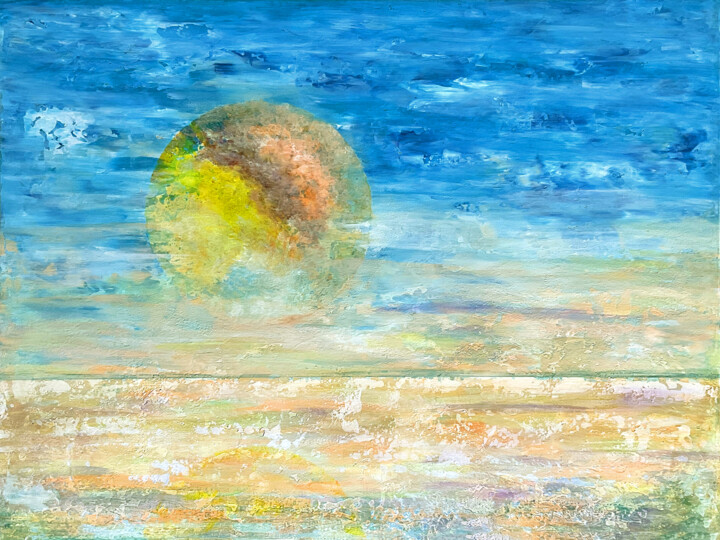 Картина под названием "La lune dans la bru…" - Vincent Sébart, Подлинное произведение искусства, Акрил Установлен на Деревян…