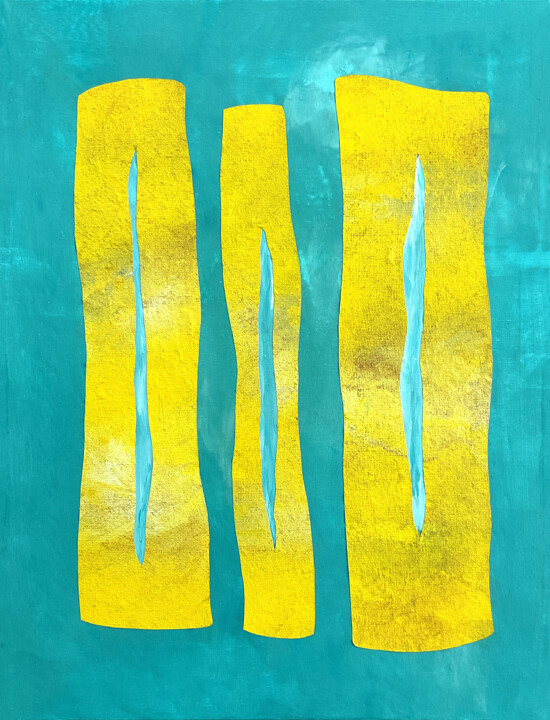 Peinture intitulée "trois bandes jaunes" par Vincent Sébart, Œuvre d'art originale, Acrylique Monté sur Châssis en bois