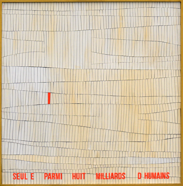 Collages intitulée "Seul e parmi huit m…" par Vincent Sébart, Œuvre d'art originale, Collages Monté sur Châssis en bois