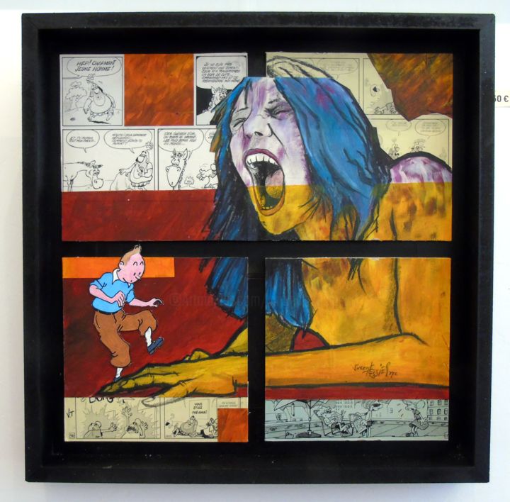 Painting titled "oups, pardon" by Vincent Tessier Xxc, Original Artwork, Acrylic Mounted on Wood Panel