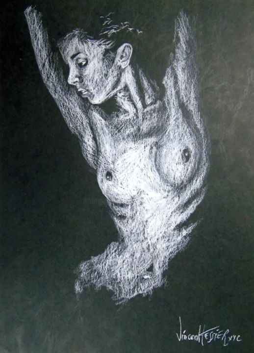 Dibujo titulada "bell" por Vincent Tessier Xxc, Obra de arte original, Tiza