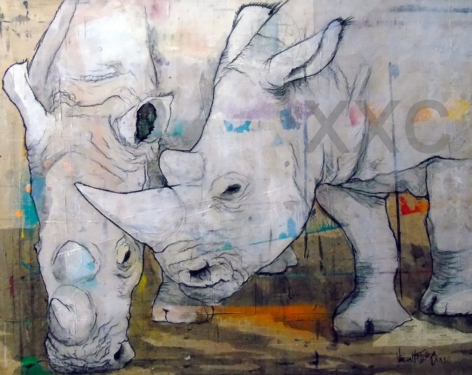 Peinture intitulée "rino 2" par Vincent Tessier Xxc, Œuvre d'art originale, Acrylique
