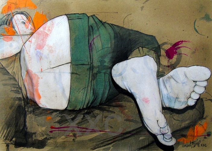Ζωγραφική με τίτλο "sans jean" από Vincent Tessier Xxc, Αυθεντικά έργα τέχνης, Μελάνι