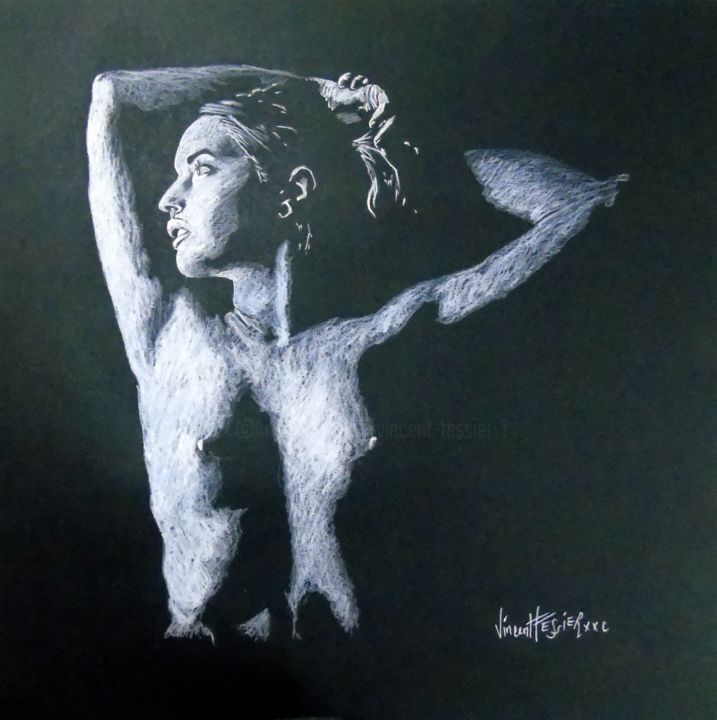 Drawing titled "noirblanc" by Vincent Tessier Xxc, Original Artwork, Chalk