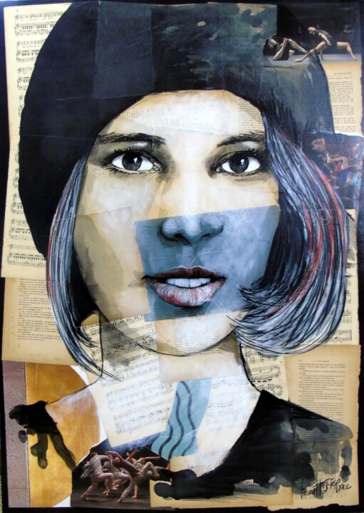 Pintura intitulada "Femme au chapeau 3" por Vincent Tessier Xxc, Obras de arte originais, Tinta