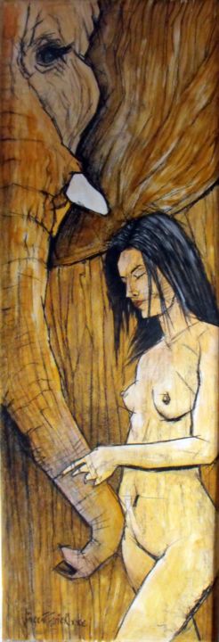 Painting titled "la dresseuse" by Vincent Tessier Xxc, Original Artwork, Acrylic