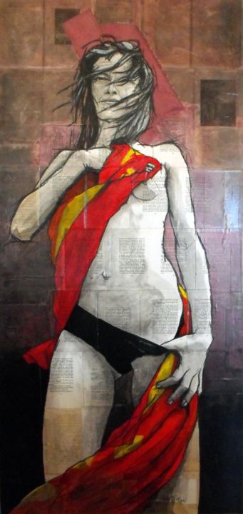 Pintura intitulada "vent d'Espagne" por Vincent Tessier Xxc, Obras de arte originais, Tinta Montado em Painel de madeira