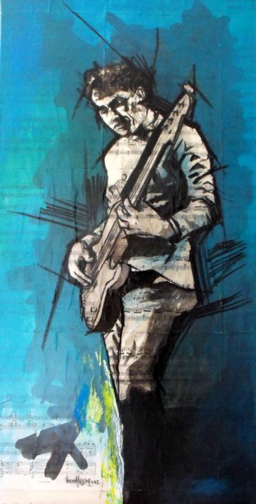 Pittura intitolato "guitare 2" da Vincent Tessier Xxc, Opera d'arte originale, Acrilico