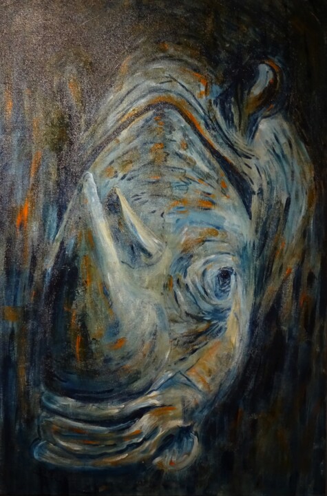 Peinture intitulée "rhino" par Vincent Thoviste, Œuvre d'art originale, Acrylique Monté sur Châssis en bois
