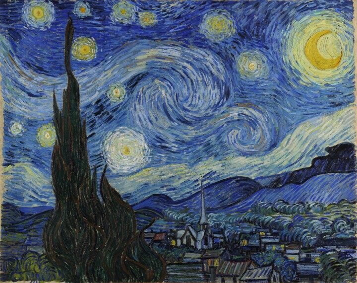 Painting titled "The Starry Night" by Vincent Van Gogh, Original Artwork, Oil