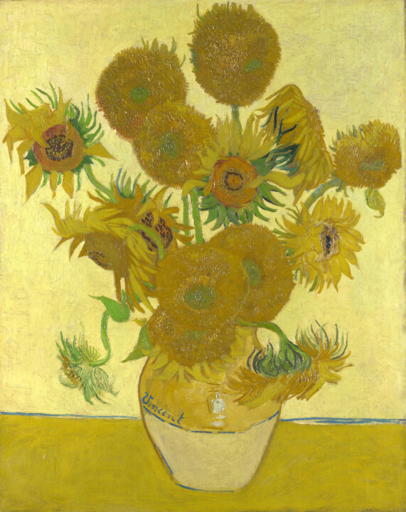 Painting titled "Sunflowers" by Vincent Van Gogh, Original Artwork, Oil