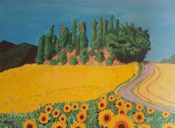 Painting titled "Luce di Girasoli" by Vincent The Voice, Original Artwork, Acrylic