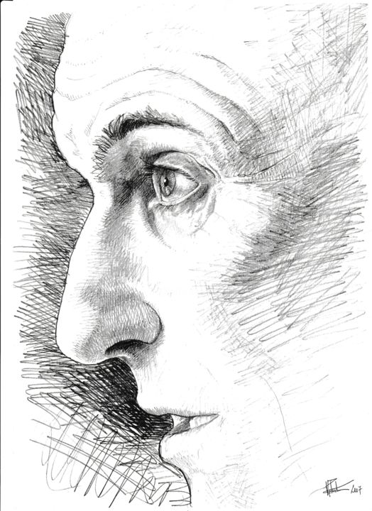 Dessin intitulée "profil" par Vincent Raket, Œuvre d'art originale, Graphite