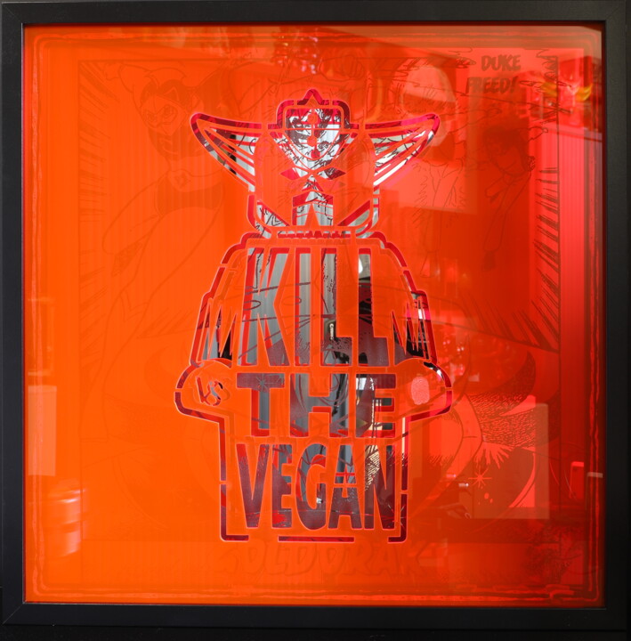 Sculpture titled "KILL THE VEGAN ORAN…" by Vincent Sabatier (VerSus), Original Artwork, Engraving