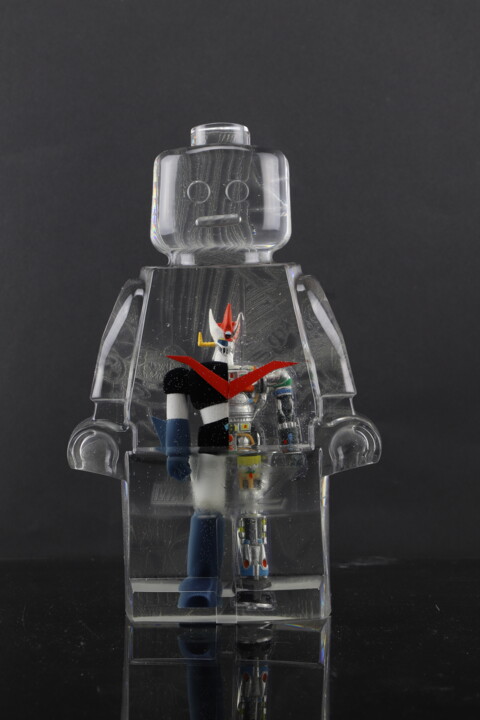 Sculpture titled "roboclusion Mazinger" by Vincent Sabatier (VerSus), Original Artwork, Resin